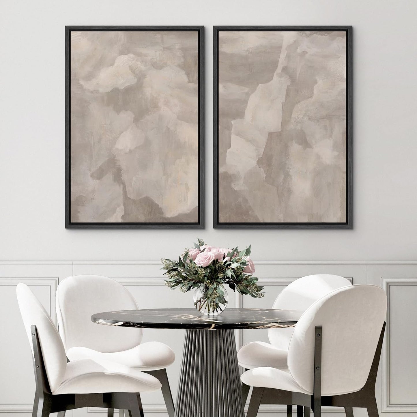 SIGNWIN Framed Canvas Print Wall Art Textured Abstract Earthy Beige Tones Illustrations Modern Art Decorative Contemporary for Living Room, Bedroom, Office - 24"x36"x2 Black