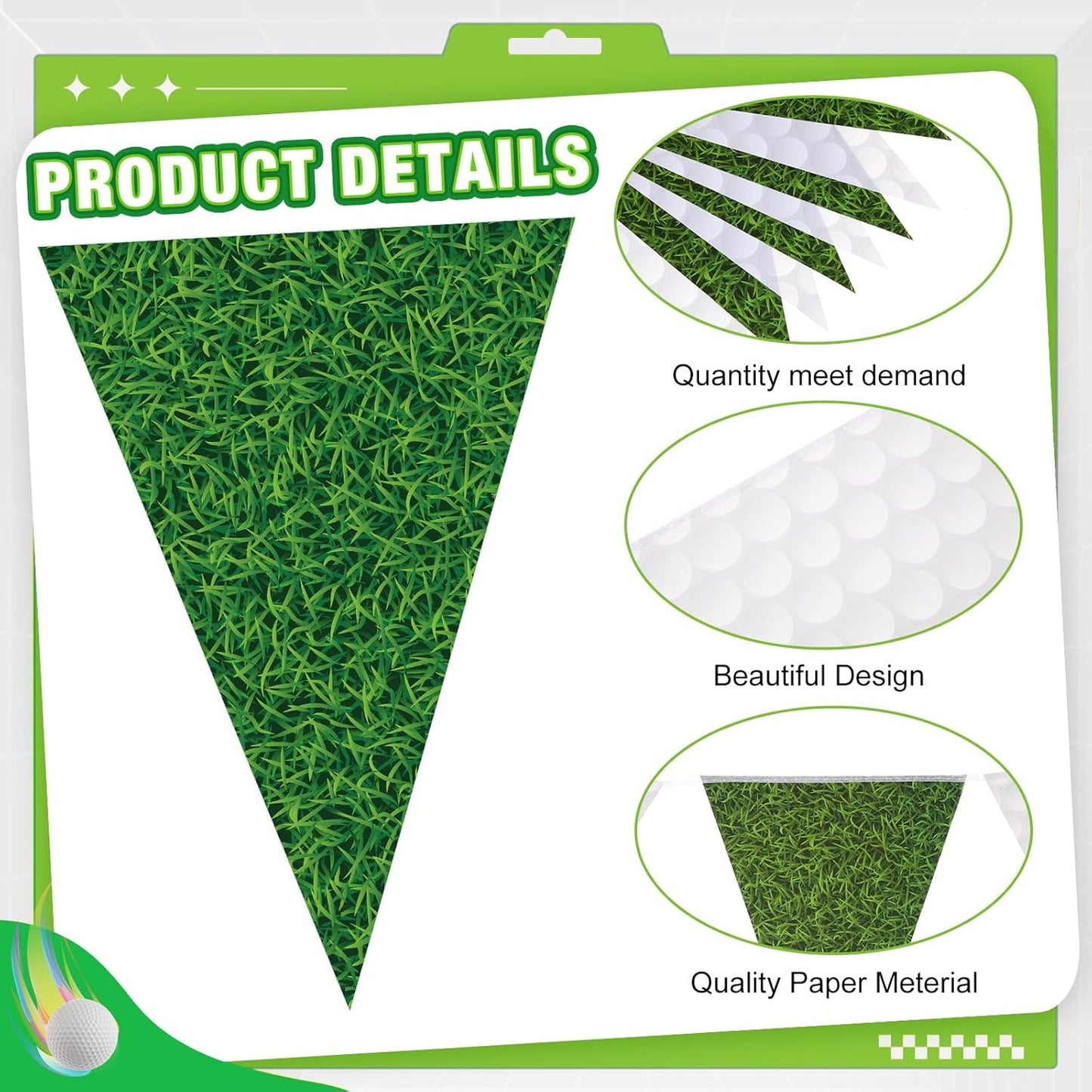 Jetec 5 Pcs 49 ft Golf Party Decorations Pennant Banner Theme Triangle Flags Garland Bunting Banner for Fans Outdoor Indoor Home Sport Birthday Party Decorations Supplies