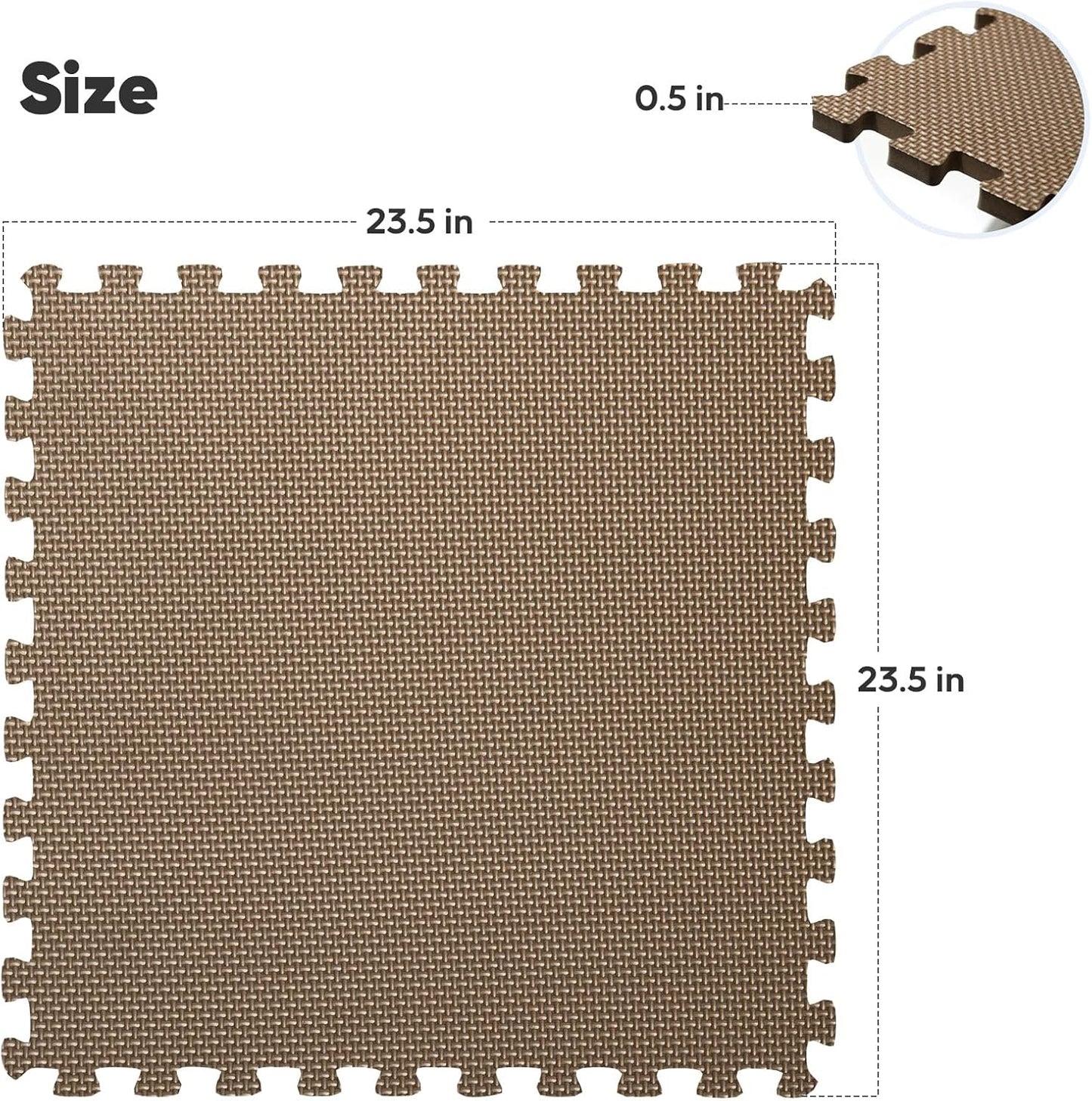 Home Gym Mat, Puzzle Exercise Mat, EVA Interlocking Foam Floor Tiles for Home Workout Equipment and Kids' Play Areas - Blue, 24 in x 24 in x ½ in - (Brown, 24 Pack(96 SQ FT))