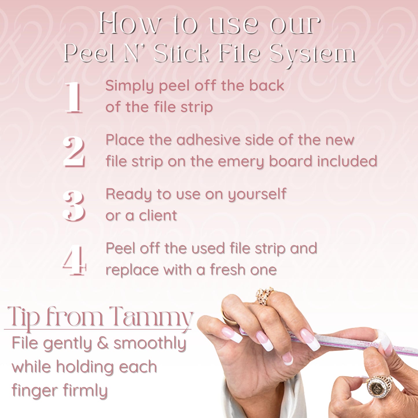 Tammy Taylor 100 Grit Acrylic Finger Nail Files for Women, 100/180 Limas para Uas & Emery Boards for Nails, Professional Manicur