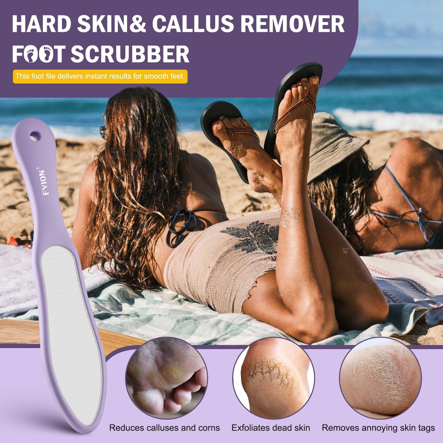 FVION Double-Sided Nano Glass Foot File for Callus Remover - Highly Effective Hard and Dead Skin Remover for Cracked Heels and D