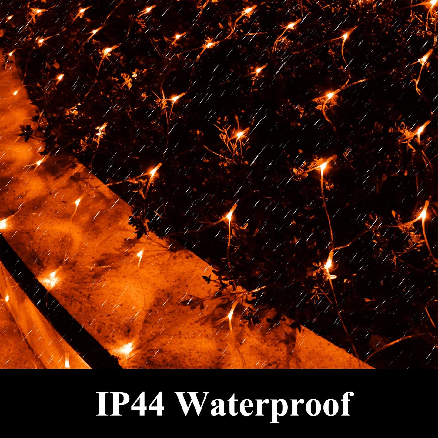 Vicila Net Light Outdoor Mesh Christmas Decorations  100Led String Light Plug In Connectable Tree Warp Hanging 5Ft X 5Ft For Halloween  Shrubs  Lawn  Backyard  Walkway  Bushes  Garden Decor-Orange