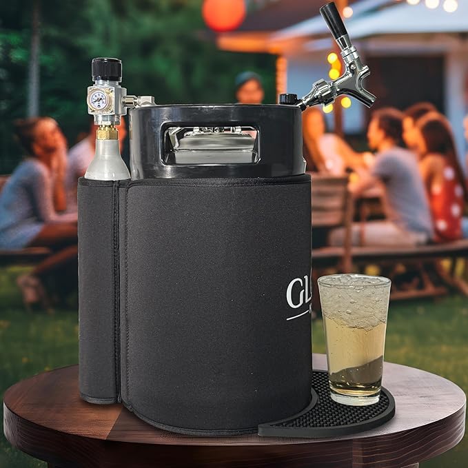 Gloria 10L (2.6 Gal) Mini Keg, Pressurized Keg for Drinks, with Tap System, Co2 Regulated, Stainless Steel