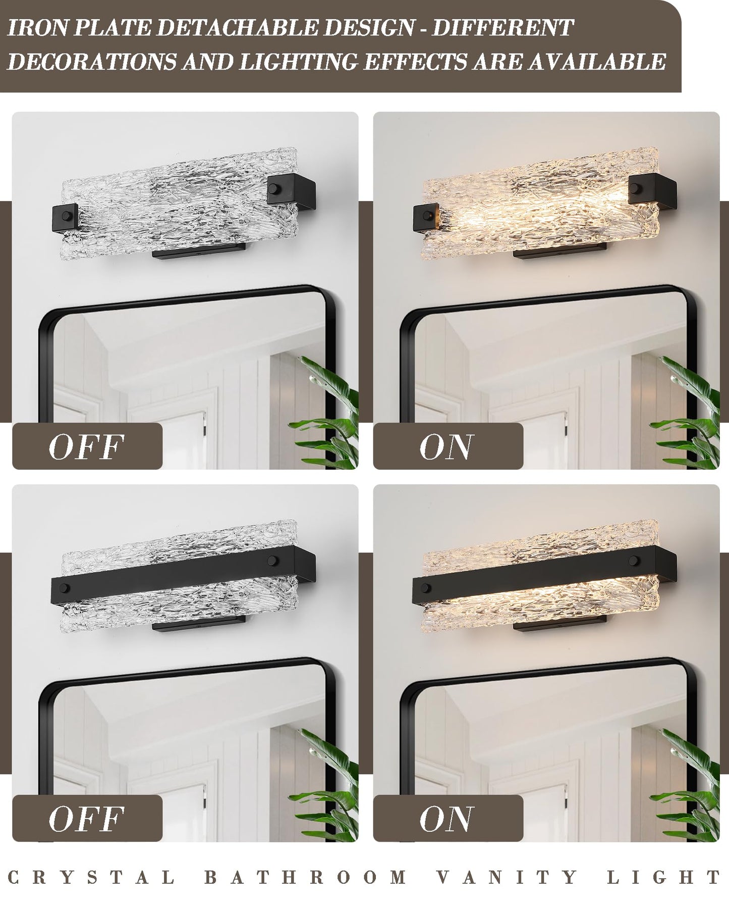 Osimir Modern Black Bathroom Vanity Light  16.5 Inch 10W Dimmable Led Bathroom Light Fixture Over Mirror  Crystal Bar Wall Sconce Lighting For Bath  3Cct  Os-Mm5001-2Bk
