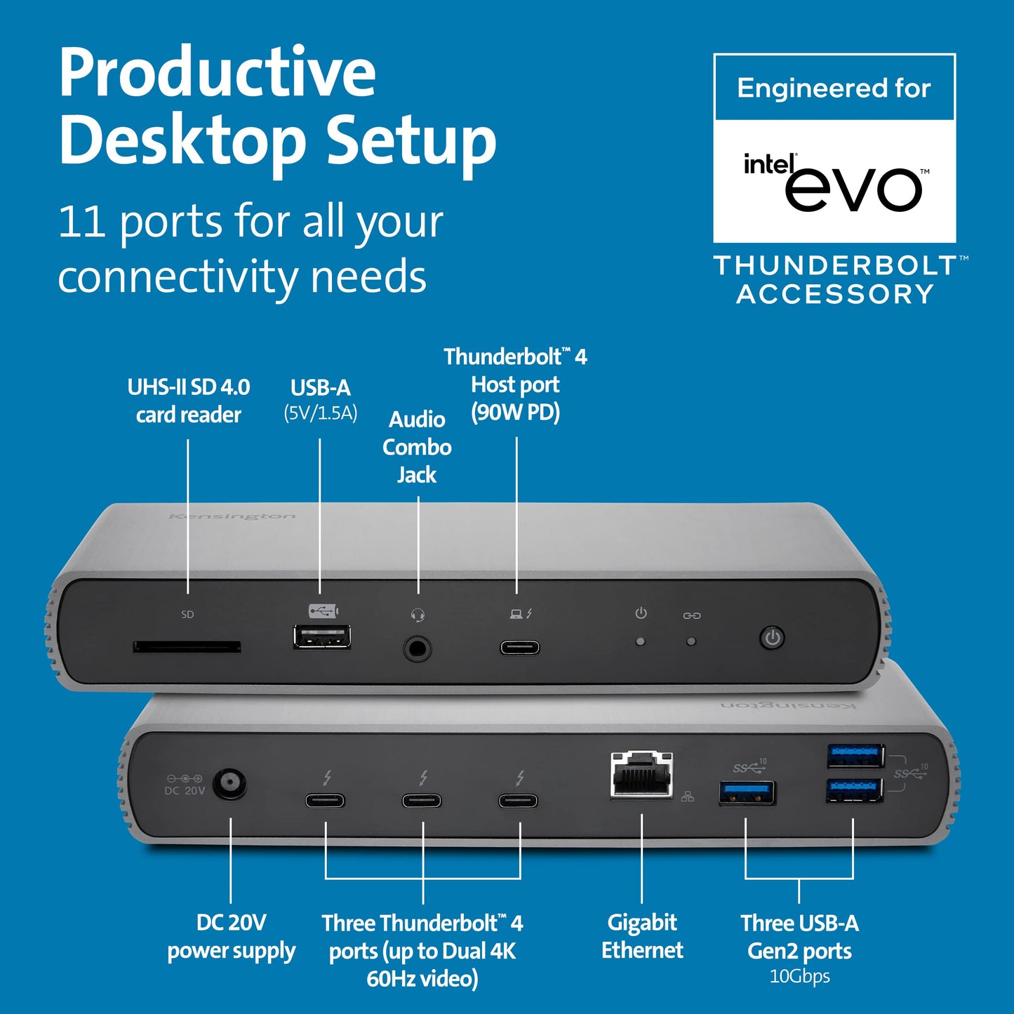 Kensington Sd5700T Thunderbolt 4 Docking Station, Dual 4K, 90W Pd - Window And Mac Os (K35175Na)