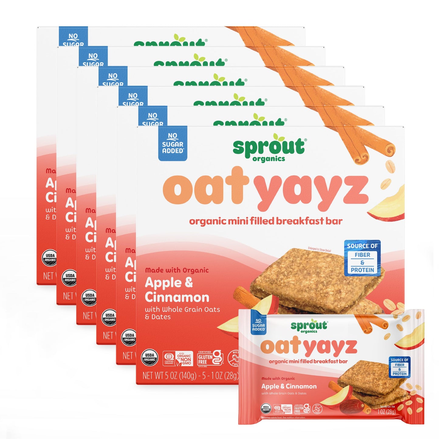 Sprout Organics  OatYayz Toddler Snack Bars  Apple & Cinnamon (30 Bars)