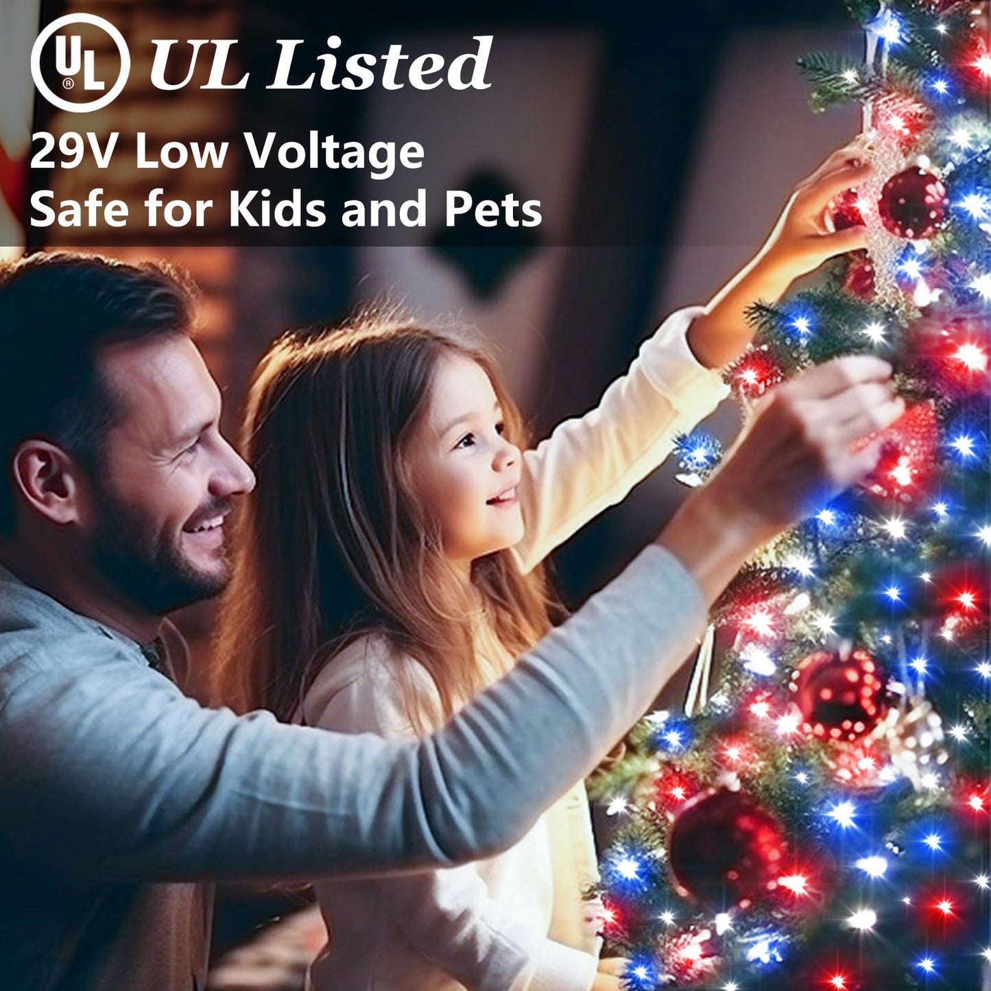 1500 Led 470Ft Christmas Lights Outdoor  Christmas String Fairy Lights With Timer & Memory  Waterproof 12 Modes Dimmable Twinkle Tree Lights For Home Patio Wedding Party Yard Decor  Red White & Blue