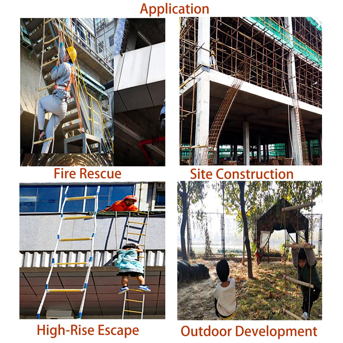 13ft Fire Escape Rope Ladder Emergency Fire Ladders Fire Escape Ladder for 2 Story