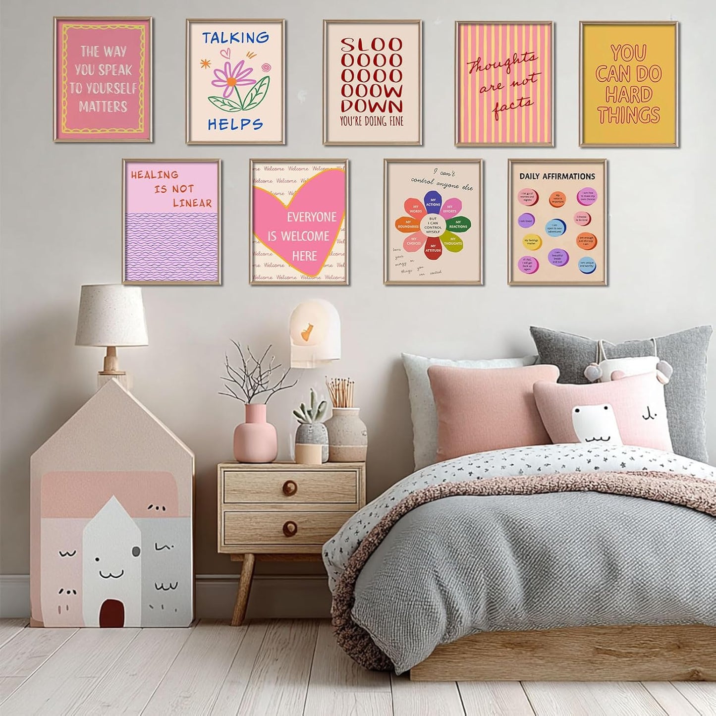 LOARTVE 9Pcs Mental Health Wall Art Prints Motivational Psychology Wall Decor Pictures Inspirational Quotes Colorful Therapy Office Posters for Office Bedroom Home Decoration 8x10in unframed