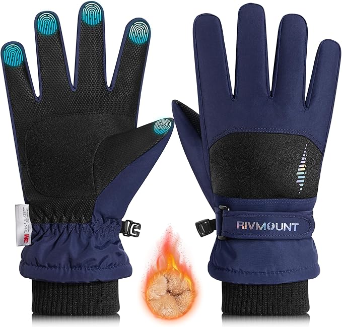 rivmount Kids 3M Winter Ski Snowboarding Snow Gloves Warm Thermal Waterproof Windproof Touchscreen for Boys Girls in Cold ...