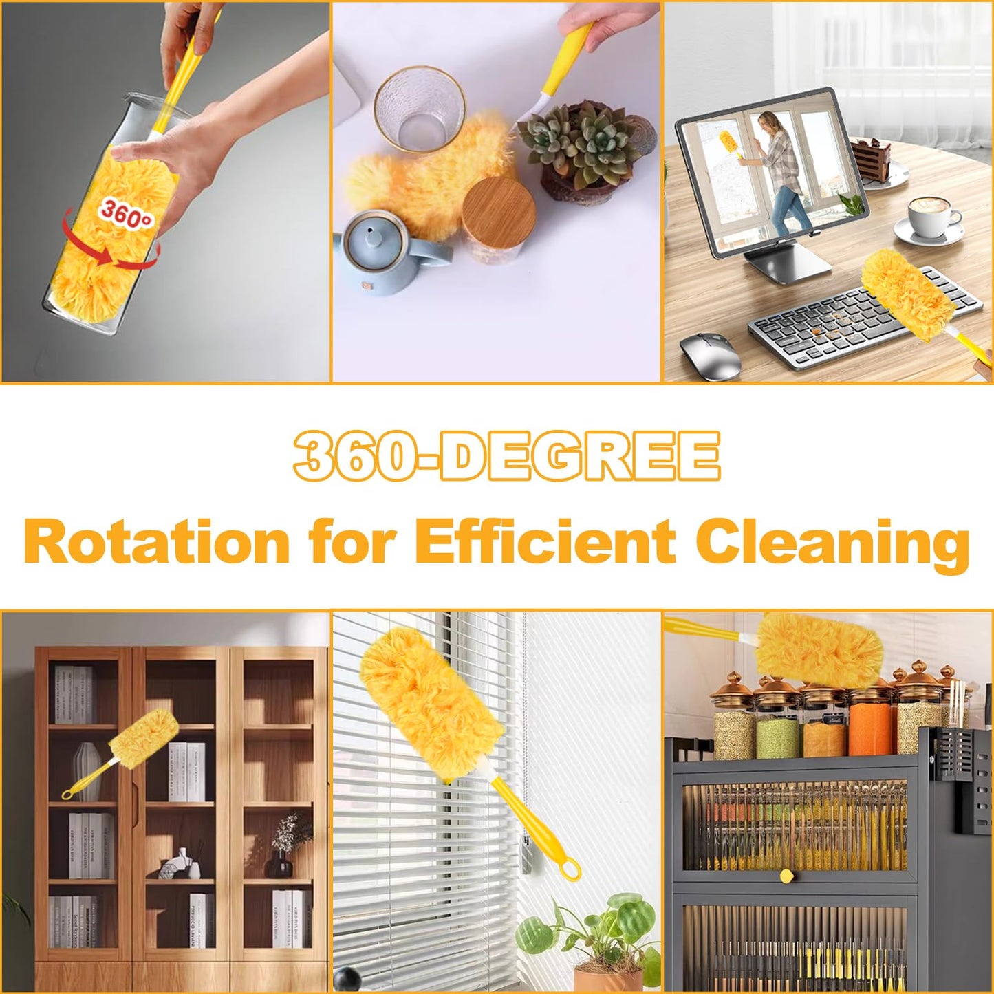 Bpbdzz 360° Heavy Duty Duster Refills for Swiffer Duster, 40 Count Duster Refills with 1 Handle, Multisurface Dusters, Disposable Dusters for Cleaning (Yellow)
