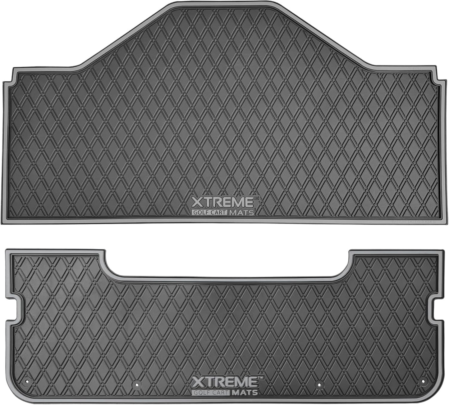 Evolution D5 Golf Cart Floor Mat Set- Rubber Double Diamond Design - Fits D5 2+2 (2 Forward + 2 Rear Facing) Including Evolution Maverick and Ranger Trims (Grey Trim, D5 2+2 Front & Rear Facing)