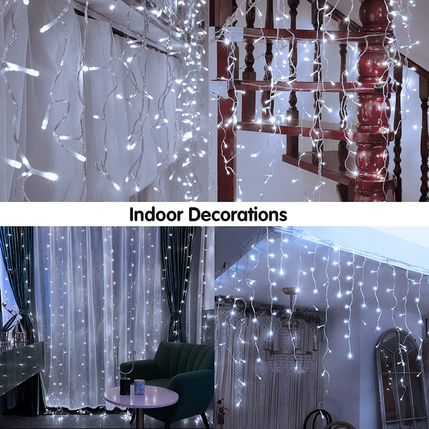 Kiflytooin Led Christmas Lights - 400 Led, 8 Modes, Waterproof, Cool White, Model Gp-Sw290Dc0209, Indoor/Outdoor Hanging Decorations