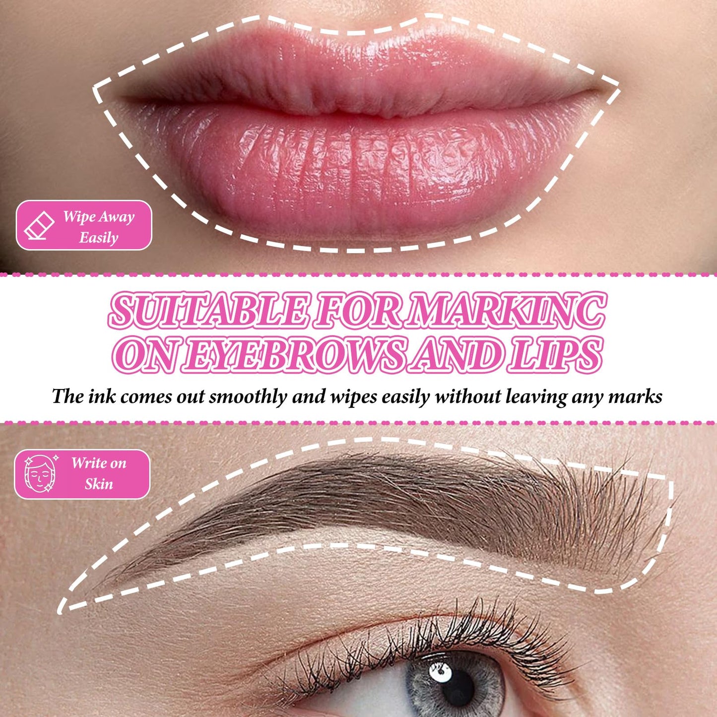 Eyebrow Microblading Marker Pen, 4 Pcs Brow Mapping Pens with with 8 Replacement Refills, Makeup Tattoo Skin Marker Pen, Brow La