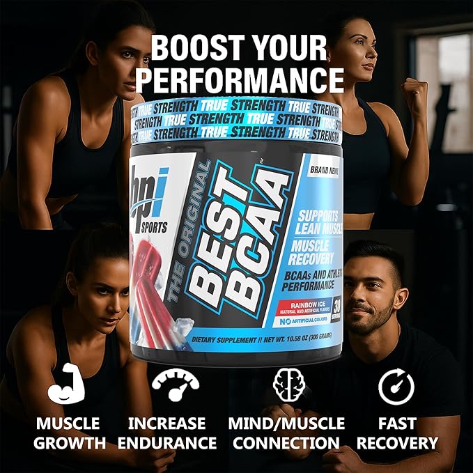 BPI Sports Best BCAA - The Building Blocks of Protein and Muscle - Post-Workout Recovery - Weight Loss Support - Rainbow Ice, 30 Servings, 300 g