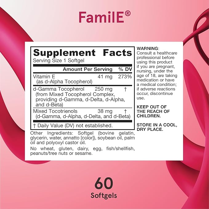 Jarrow Formulas® FamilE®, Tocopherol + Tocotrienol Complex, Dietary Supplement, Antioxidant Cardiovascular Support, 60 Softgels, 60 Day Supply