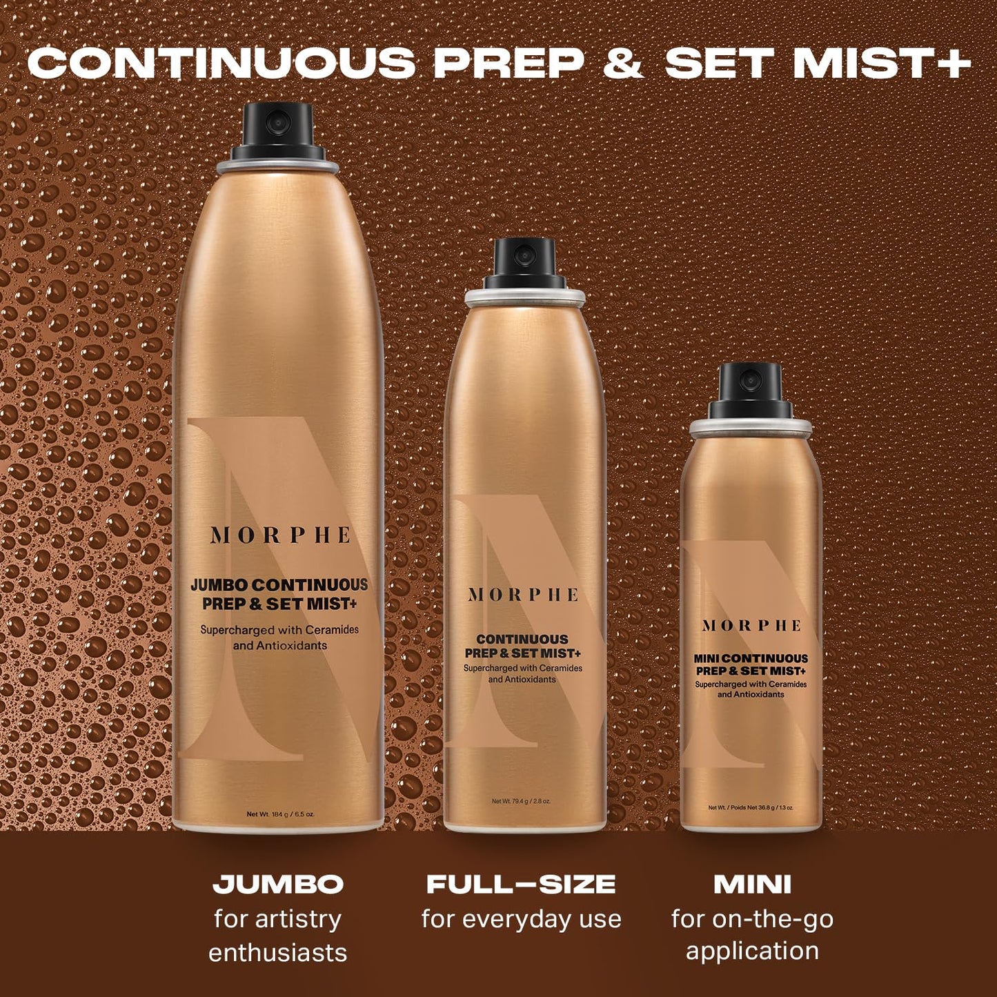 Morphe Mini Continuous Prep & Set Setting Spray - Travel Size Setting Spray for Makeup - Micro-Fine Face Mist Enriched with Cera