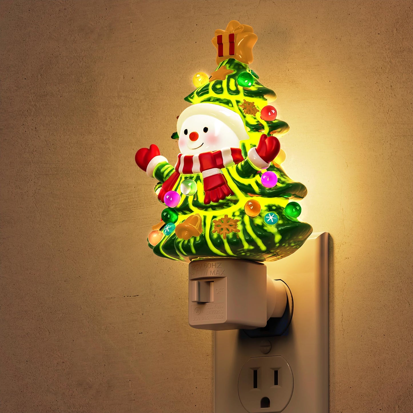 L Lohas Led Christmas Tree & Snowman Night Light  3000K Warm White Plug-In Night Light  Cute Resin Holiday Decor With 360?Rotatable Plug For Kids Room  Party & Home  1 Pack