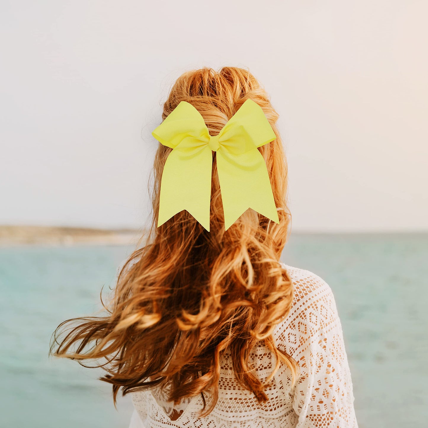 Pale Yellow Jumbo Bow Clip with Tails