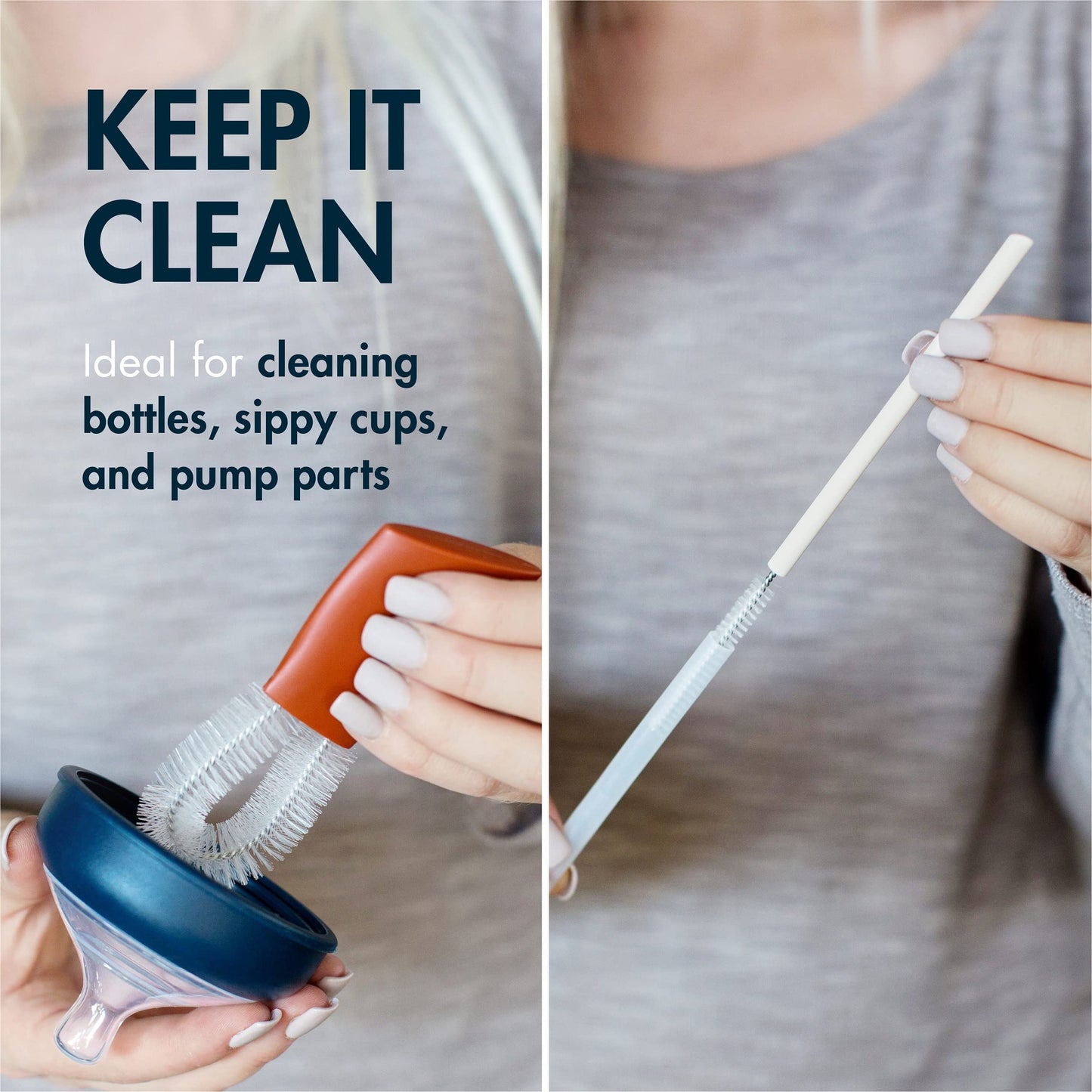 Boon Mod Replacement Baby Bottle Brushes - Includes Bottle Cleaner Brush, Straw Cleaner Brush, Nipple Brush and Detail Brush for Baby Bottles - Newborn Essentials - 4 Count
