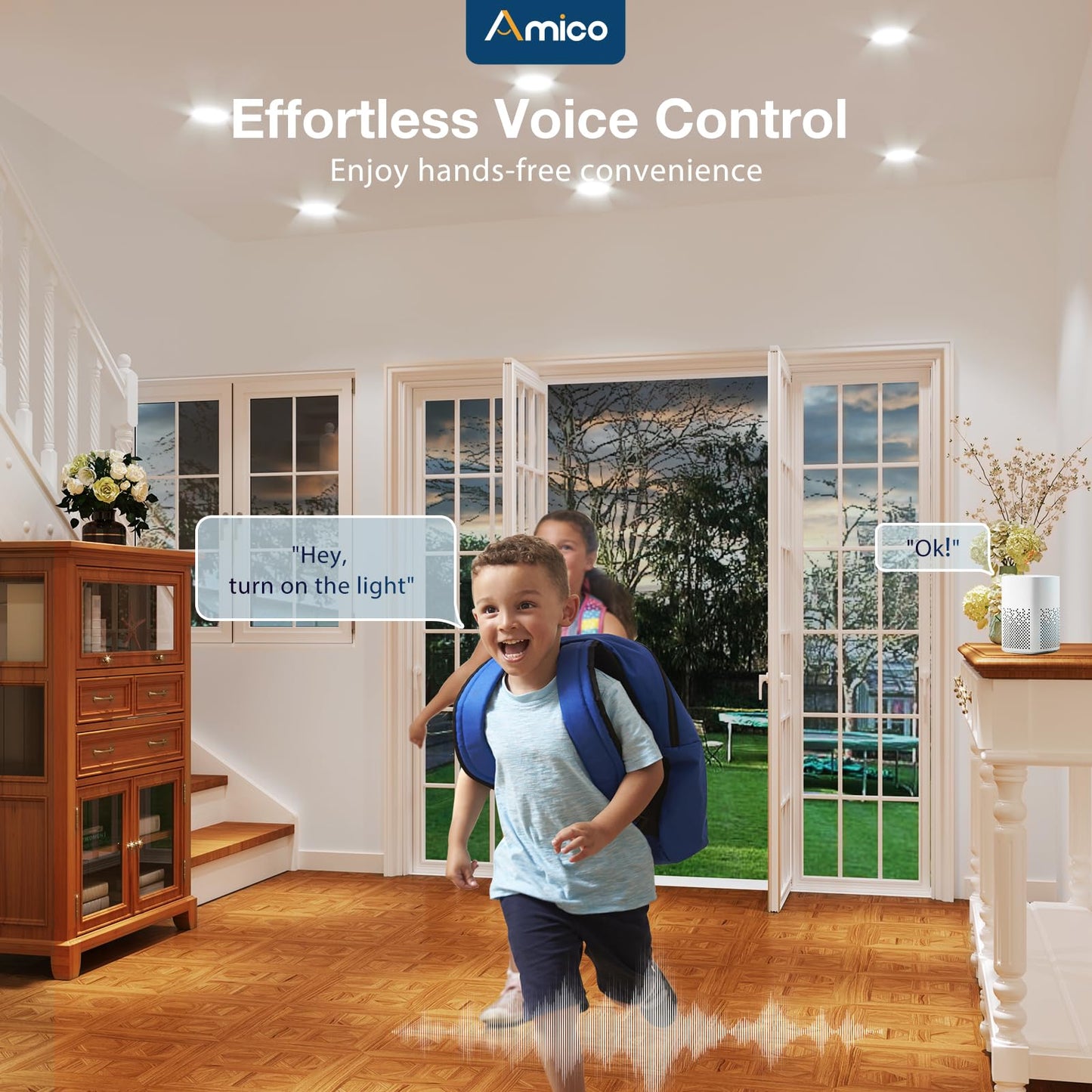 Amico 12 Pack Smart LED Recessed Lighting, 4 Inch, RGB Color Changing, 10W, Model HM01-DR4-9W120-CCT+W5