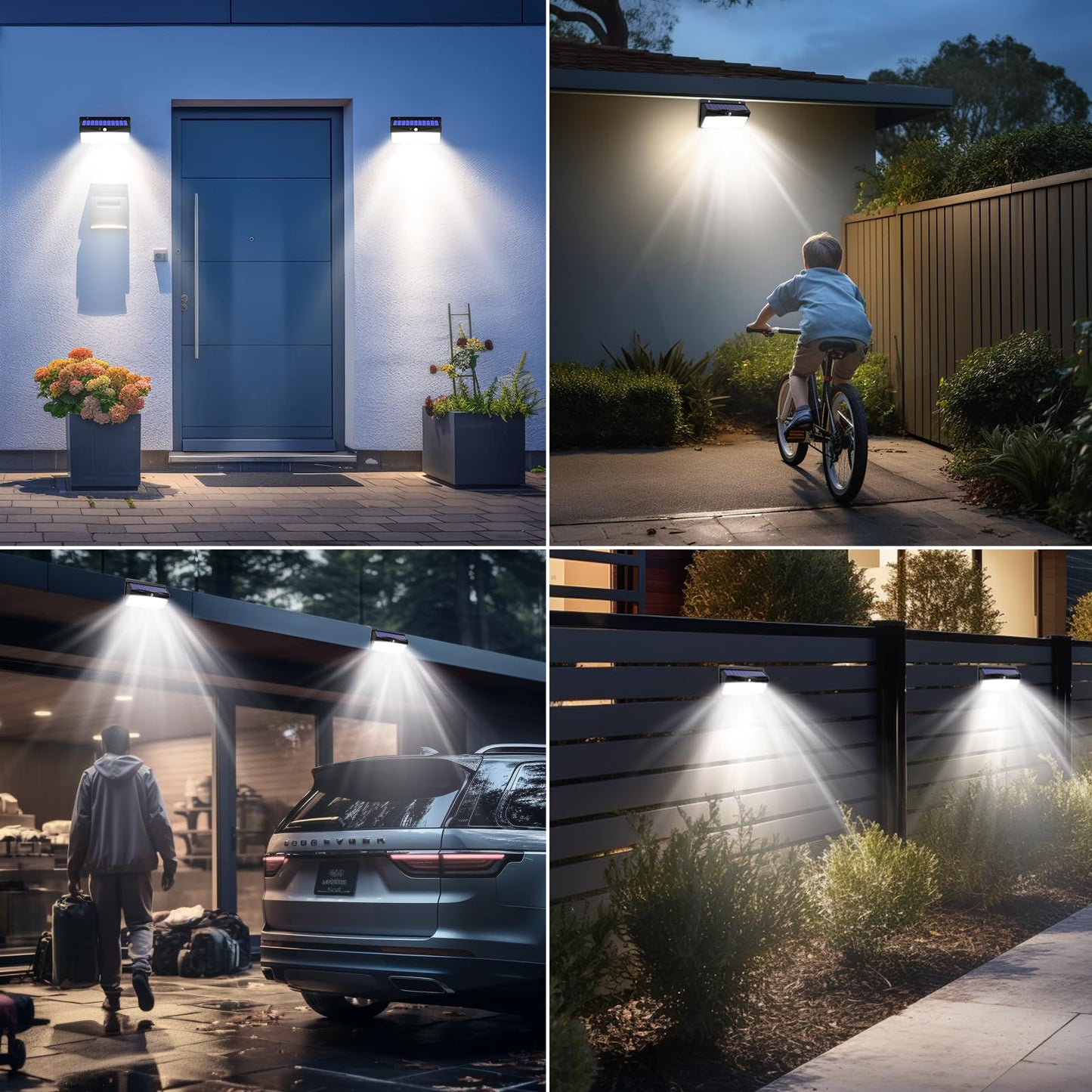 Peasur 3 Pack Solar LED Motion Sensor Lights, Black, Waterproof, 3 Lighting Modes for Outdoor Yard and Garden
