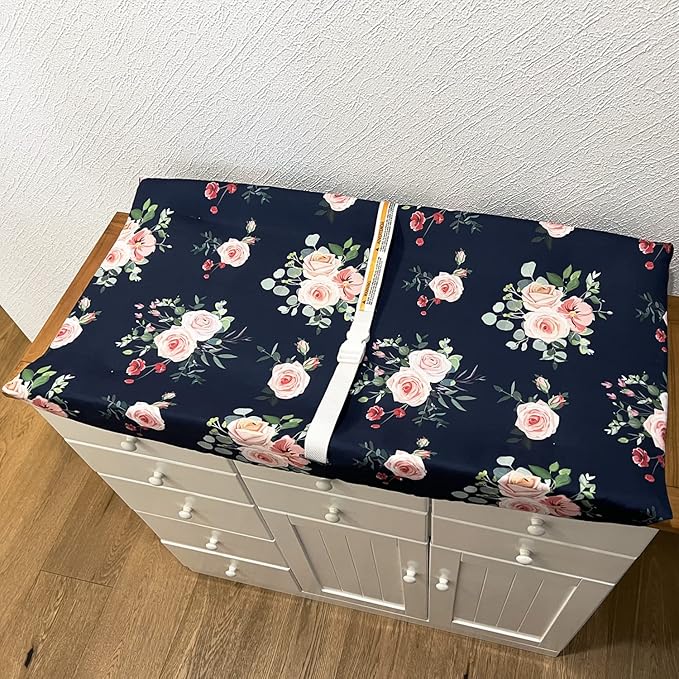 AMROSE 3 Pack Easy Care Changing Pad Covers, Ultra Soft Microfiber Diaper Change Table Sheets for Baby Girls, Floral & Butterfly & Pink