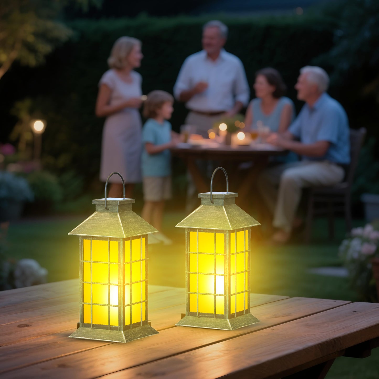 Anyperfect 2 Pack 13 Bronze Solar Lantern With Flickering Flame Candle | Outdoor Waterproof Hanging Lanterns  Metal & Glass Solar Lights For Garden Decoration  Rustic Gifts For Mom