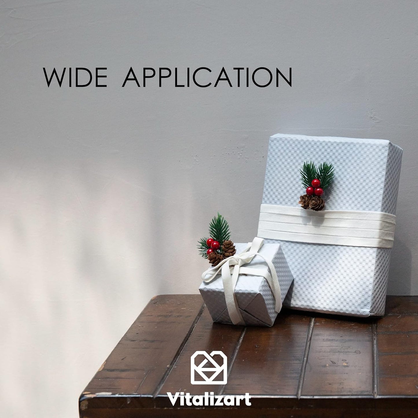 Vitalizart White Velvet Ribbon Set 3/8"" x 15 Yd Wooden Spool Fabric Trim 3 Rolls * 5 Yd for Christmas Wreath Decoration Handmade Craft Ornaments Gift Wrapping & Bow Making (Cream)