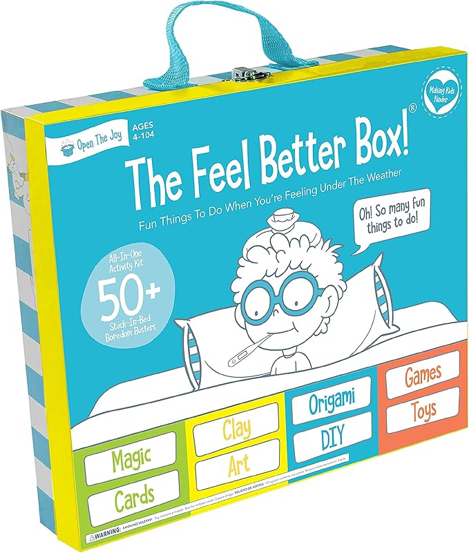 Open The Joy Feel Better Box: Get Well Soon Kids Gifts Basket, 50+ Fun Activities, Games, Toys, Conversation Cards, Origam...