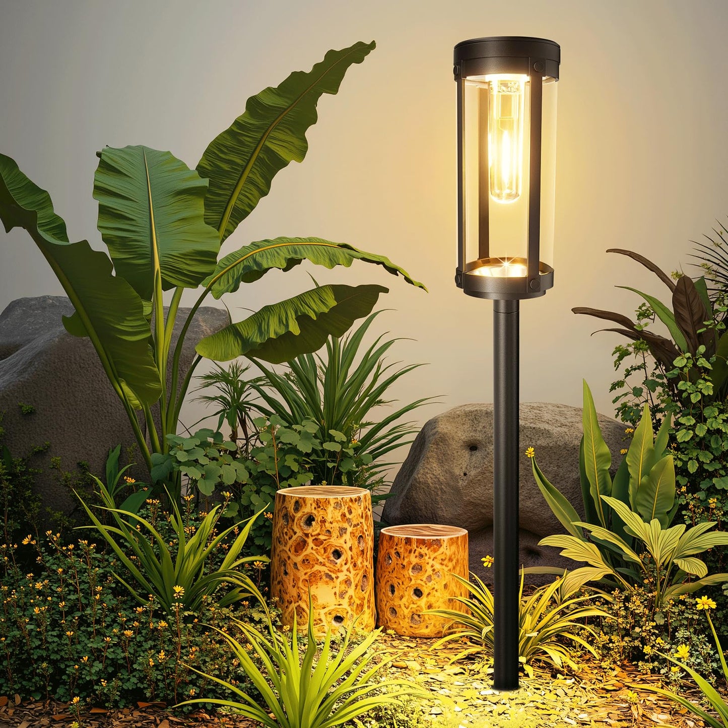 Bright Solar Pathway Lights Outdoor  2 Pack Upgraded Solar Powered Garden Lights Waterproof  Auto On/Off Solar Yard Light For Lawn Patio Walkway Driveway Landscape Lighting Decor (Warm White  2 Pack)