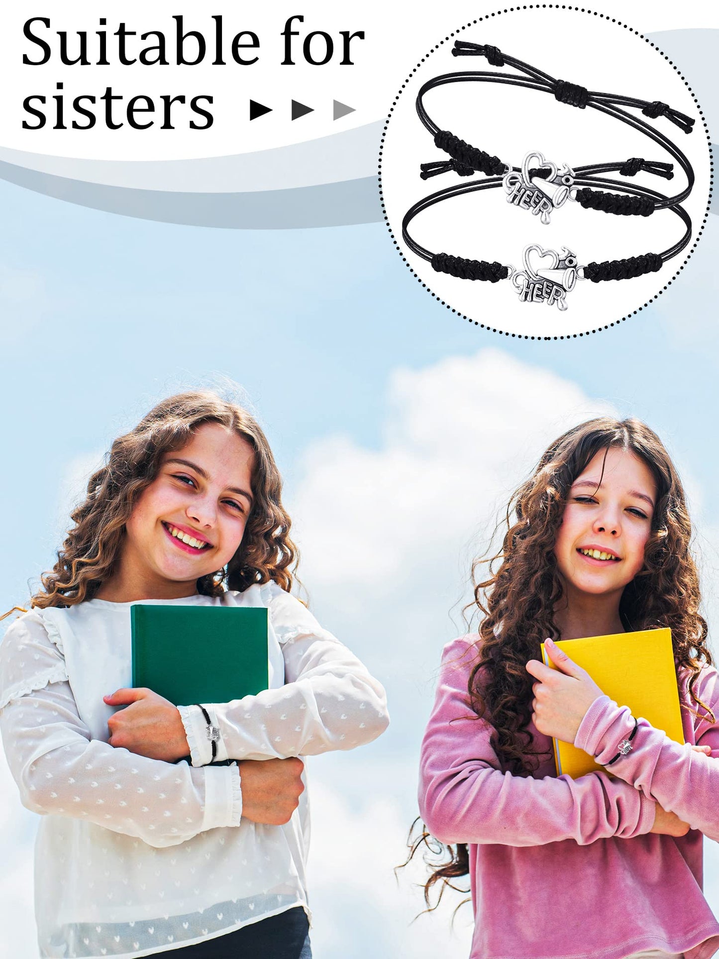 Rtteri 20 Pcs Cheerleader Gifts Cheer Bracelet Girls Charm Bracelet Adjustable Cheerleader Gifts For Cheer Team Jewelry Accessor