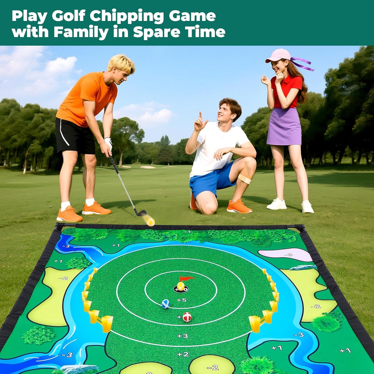 Chipping Golf Game Set, Backyard Golf Game, Equipped with Adjustable Clubs, Balls x 40; The Original Portable Golf Game for Chipping Practice for Family Golfers