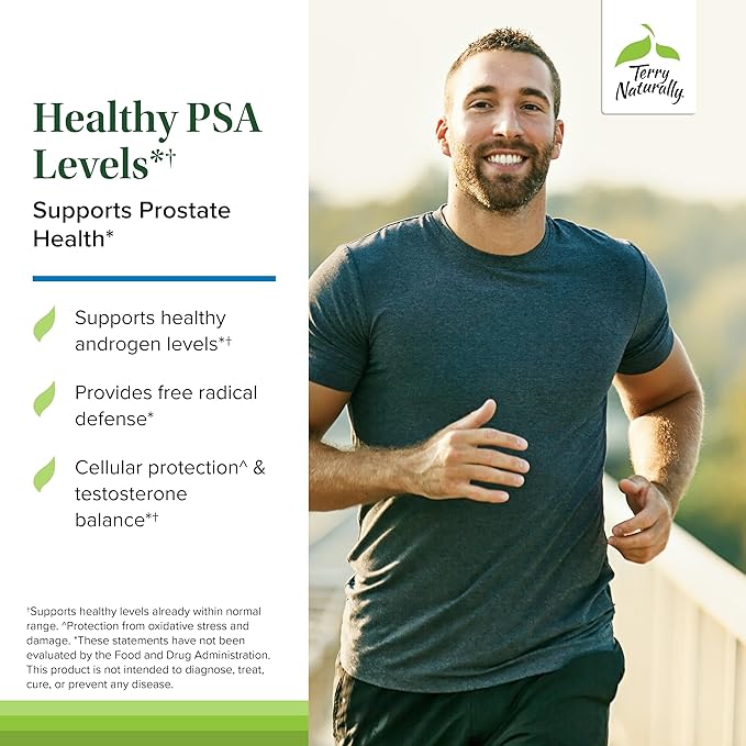 Terry Naturally Healthy PSA Levels - Dietary Supplement for Healthy Prostate & Hormone Balance Support - Herbal Supplement with Curcumin, Turmeric Essential Oil & Grape Seed Extract - 60 Softgels
