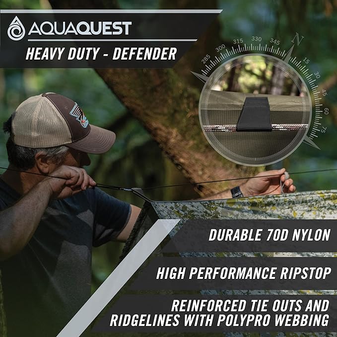 AquaQuest Defender Camping Tarp - Heavy Duty Tent Shelter or Rain Fly - Waterproof Camping Essentials for Hiking, Bushcraft & Hammock, 20 x 13 ft, Stealth Gray