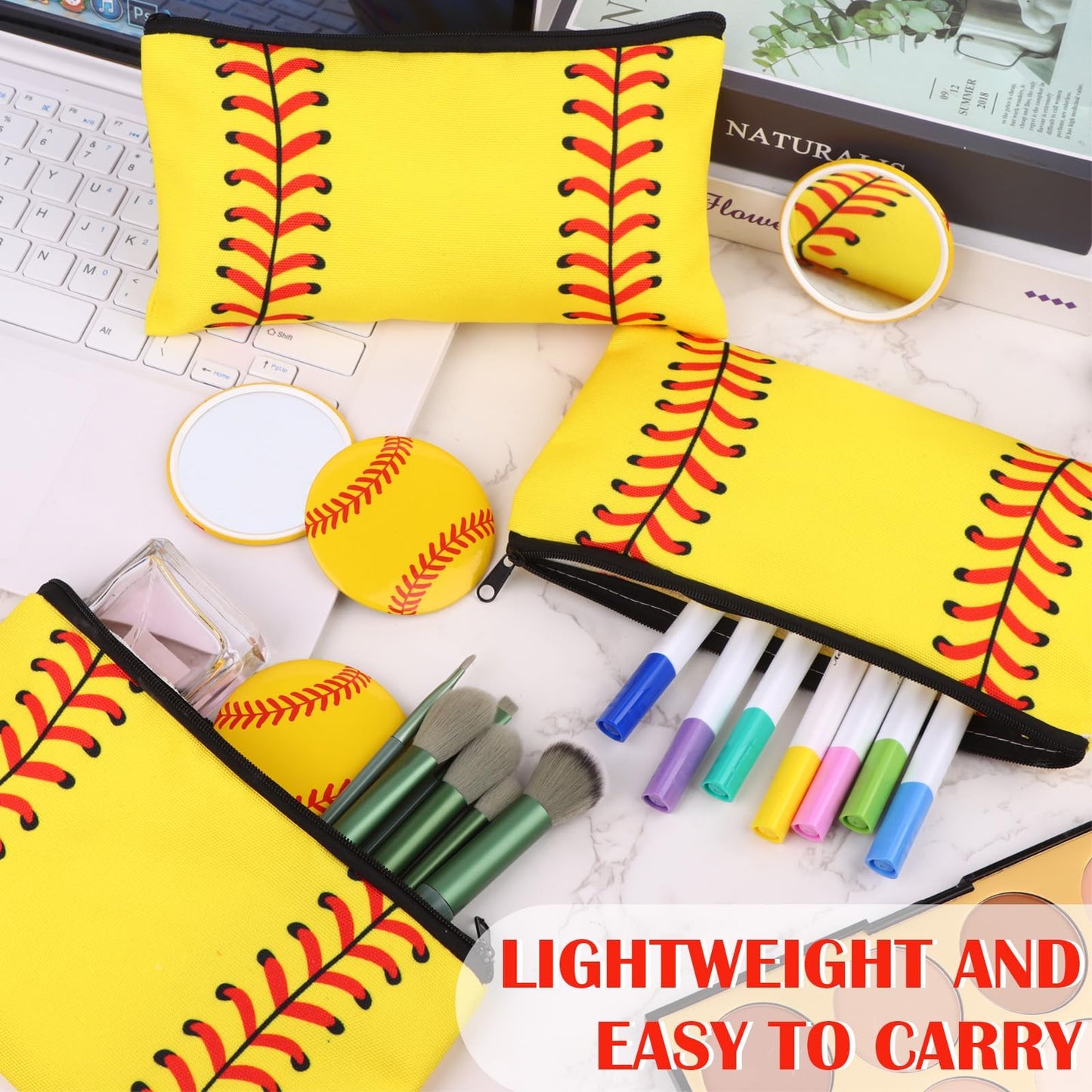 40 Pcs Softball Party Favors Softball Gifts for Team Girls Bulk Include 20 Softball Cosmetic Bag 20 Softball Compact Mirror Soft