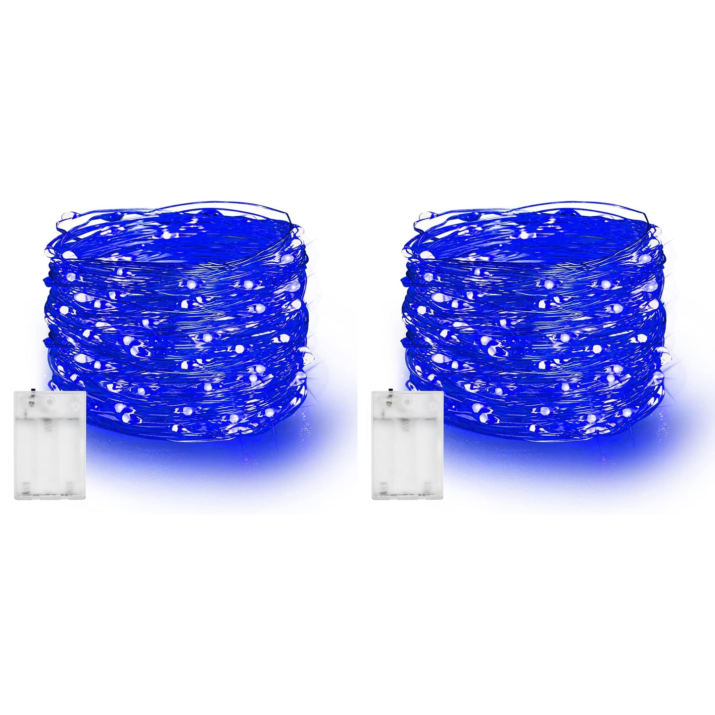 Dazzle Bright 20 Ft Battery Operated Fairy Lights, 60 Led Waterproof Silver Wire String Lights, Blue - Perfect For Indoor/Outdoor Decor