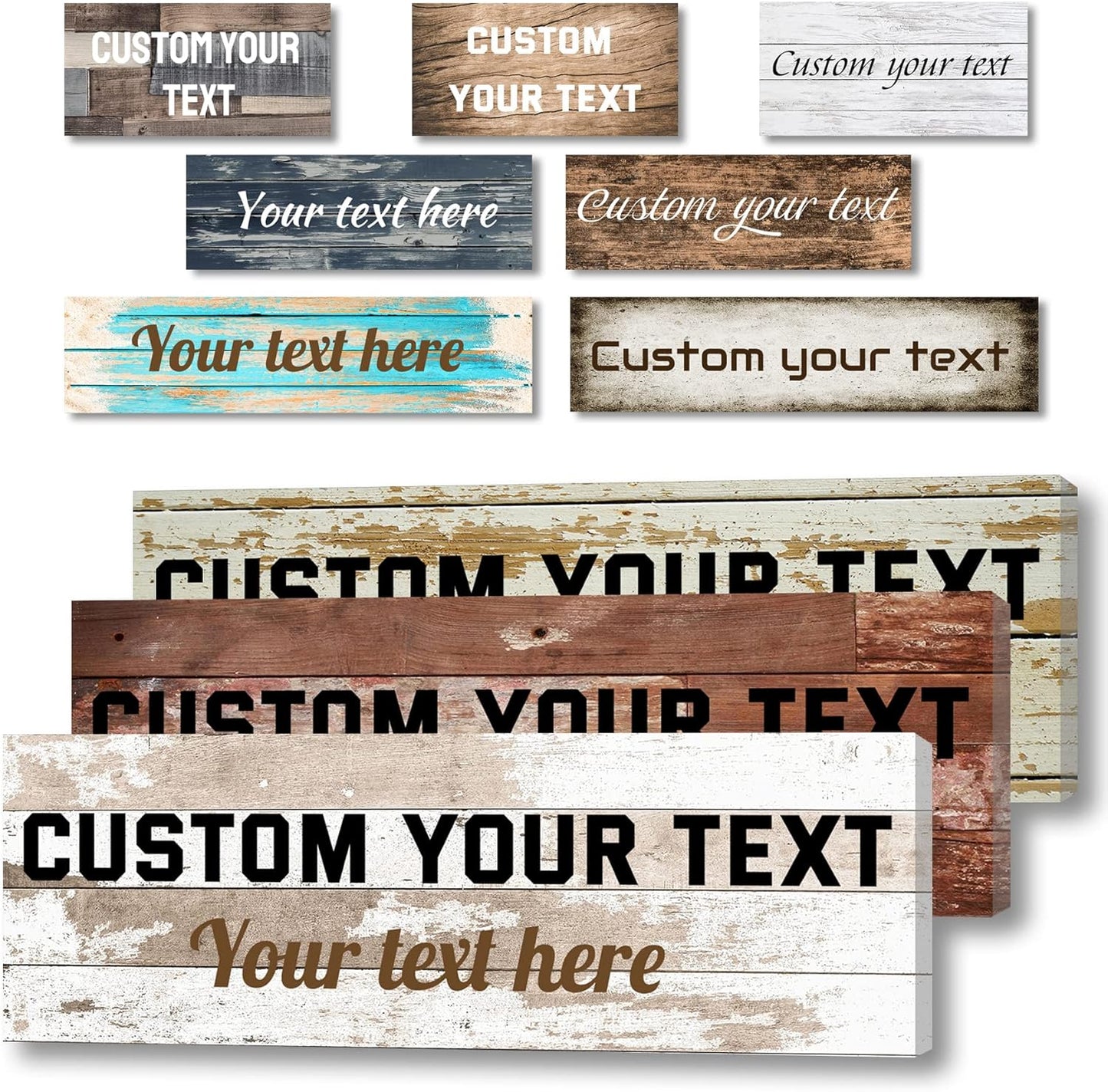 LZIMU Custom Text Signs Wall Decor Personalized Canvas Quote Family Sign Wall Art Wood Background Rustic Farmhouse Decor Framed (10"x30")