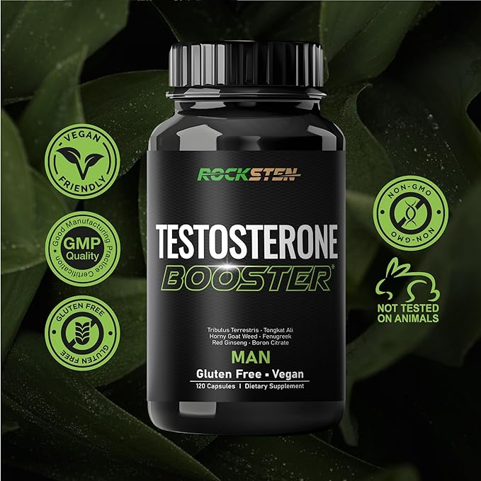 Testosterone Booster Men Supplement - Male Enhancing Support with Tribulus Terrestris Tongkat Ali Fenugreek Red Ginseng - Stamina Energy Test Boost Capsules for Muscle Growth Body Building Workout
