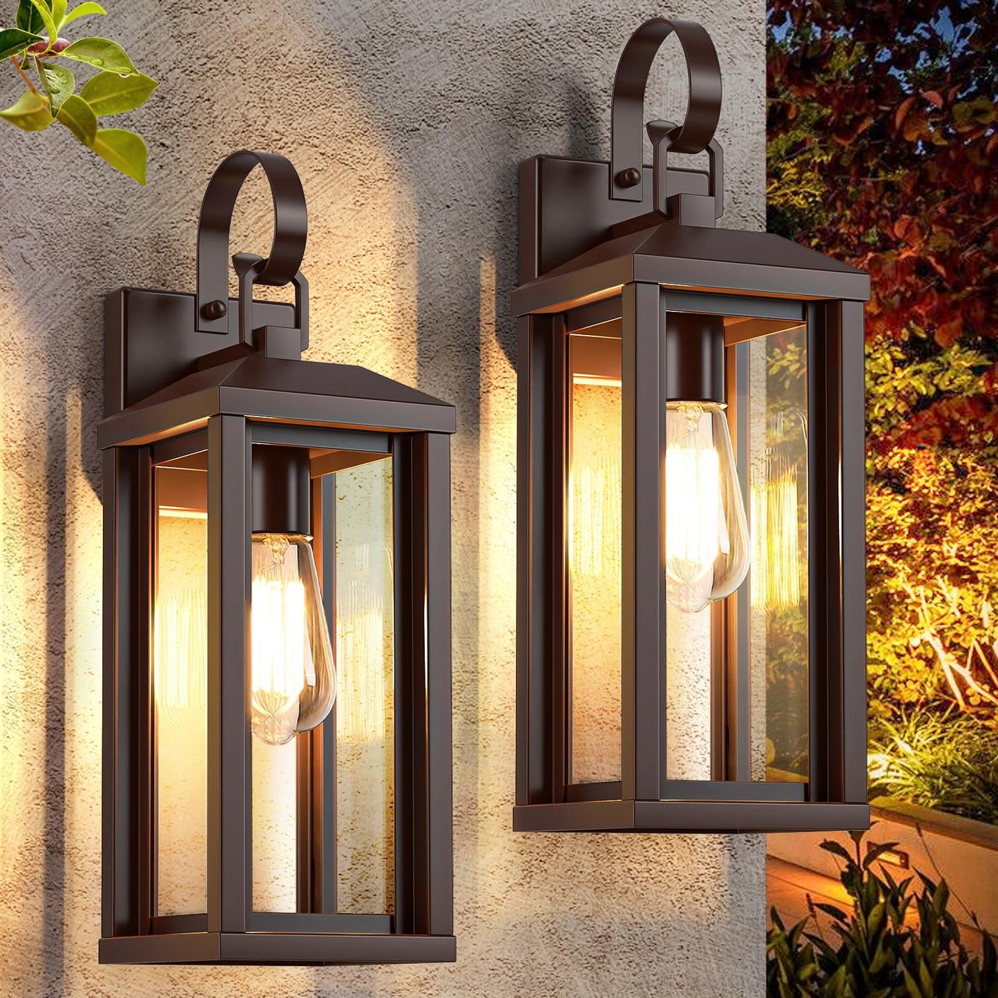 Snru 17 Brown Large Exterior Lighting Fixtures 2Pack  Waterproof Outdoor Wall Porch Lights Sconces Wall Mount  Coach Lights For Garage Carriage Lights Exterior For House