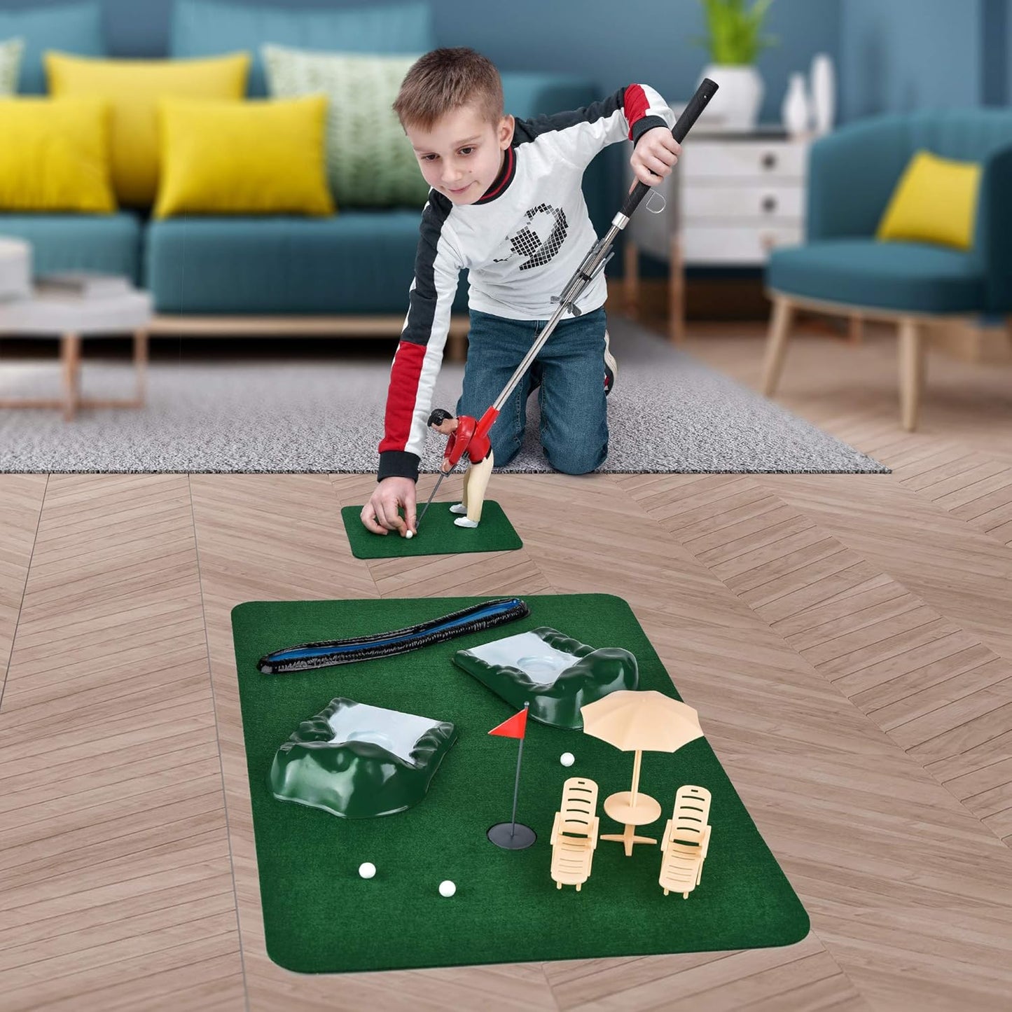 Abco Tech Mini Golfing Man Indoor Golf Kit – Golf Course Backyard Set – Complete Mini Golf for Home – Easy to Set Up and Play – Lightweight & Compact – Portable Mini-Golf Course
