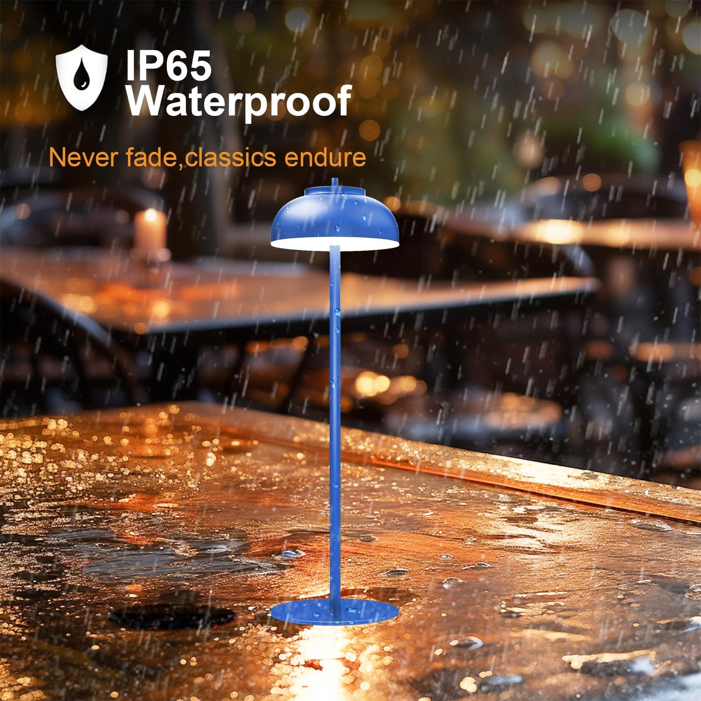 Moragin Blue Table Lamp Set Of 2 Rechargeable Table Lights Battery Operated-Ip65 Waterproof-For Outdoor Patio/Restaurants/Home/Dinner/Table Lighting-Touch Control & Dimmable