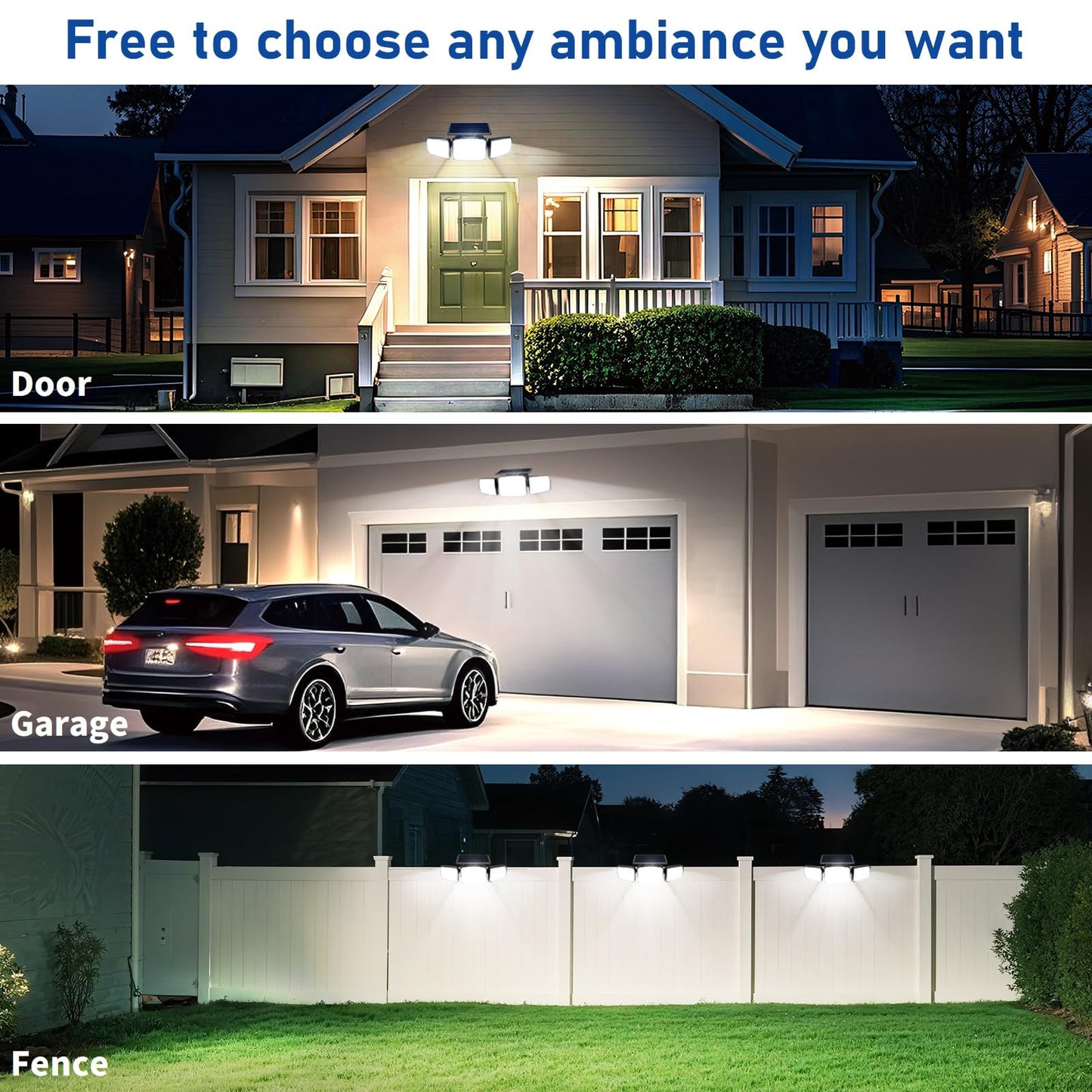 Jejot Solar Security Light Outdoor Super Bright Led W/Remote Control  Radar Motion Sensor Flood Light  3 Heads 270 Wide Angle  Ip65 Waterproof  3 Modes (1 Pack)