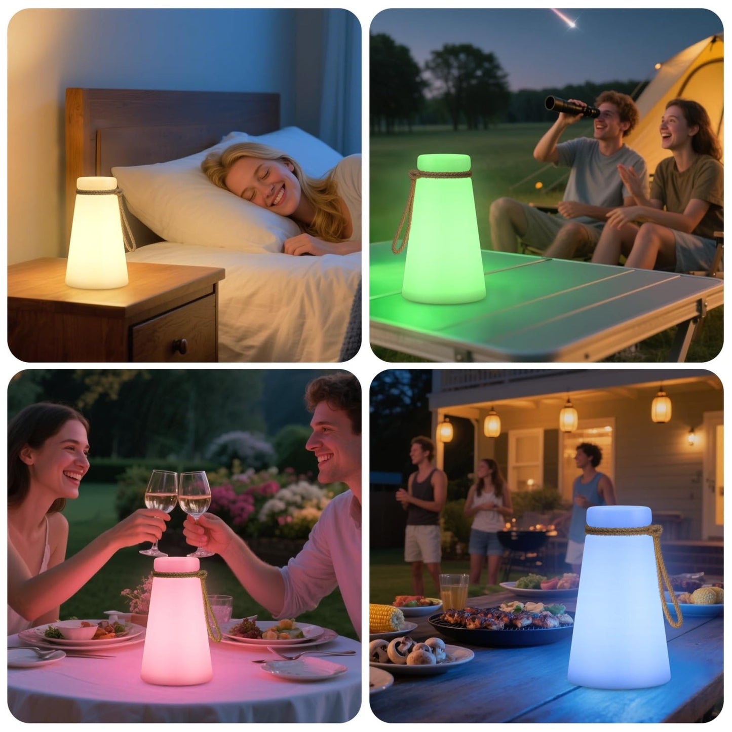 Portable Outdoor Table Lamp  Cordless Rechargeable Outdoor Table Lanterns Rgb Led Lights With Remote  Ip44 Water-Resistant Battery Operated Hanging Lamp For Patio Garden Camping Dining Room