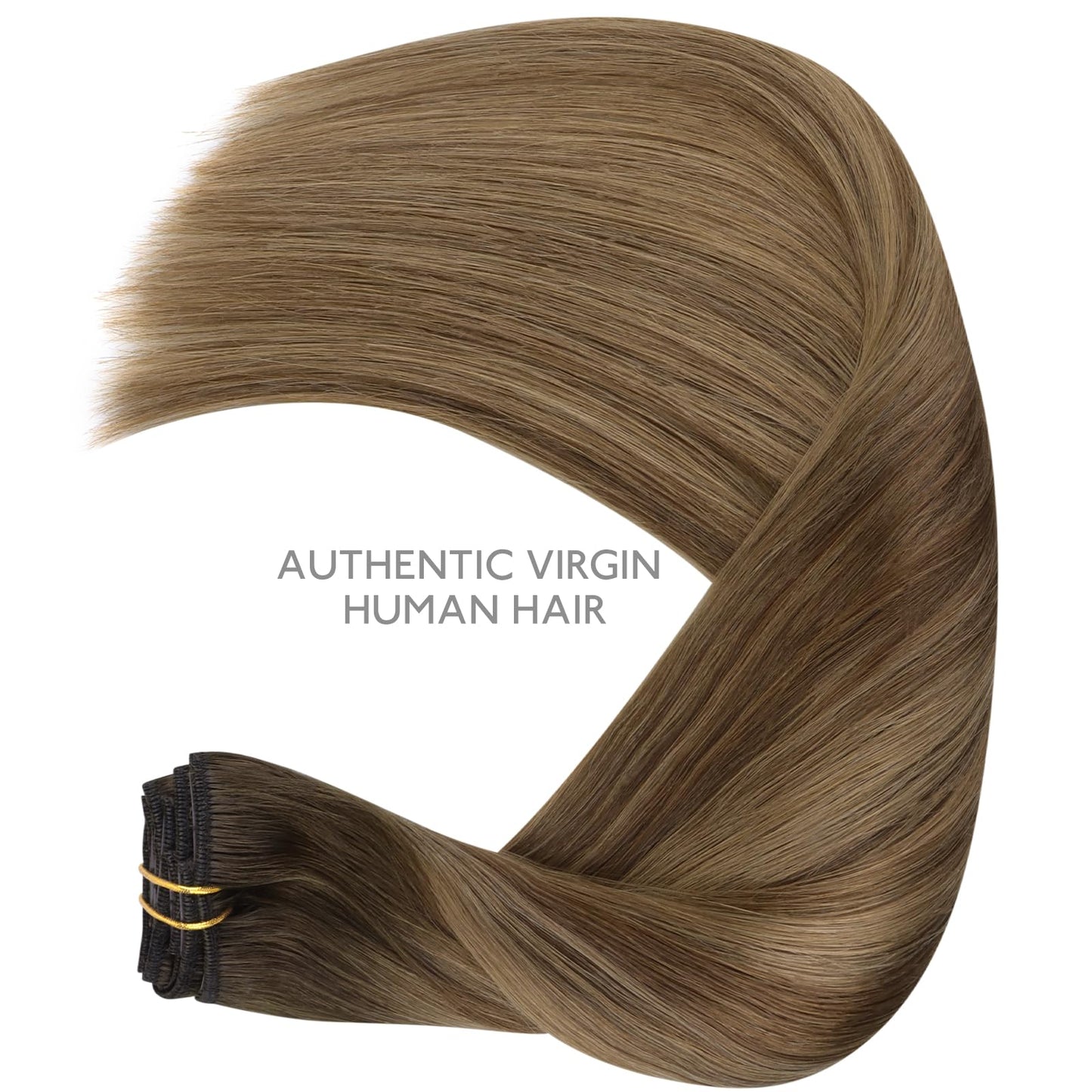 WENNALIFE Clip in Hair Extensions Real Human Hair, 14 Inch 120g 7pcs Human Hair Extensions Clip In Human Hair, Light Ash Brown t