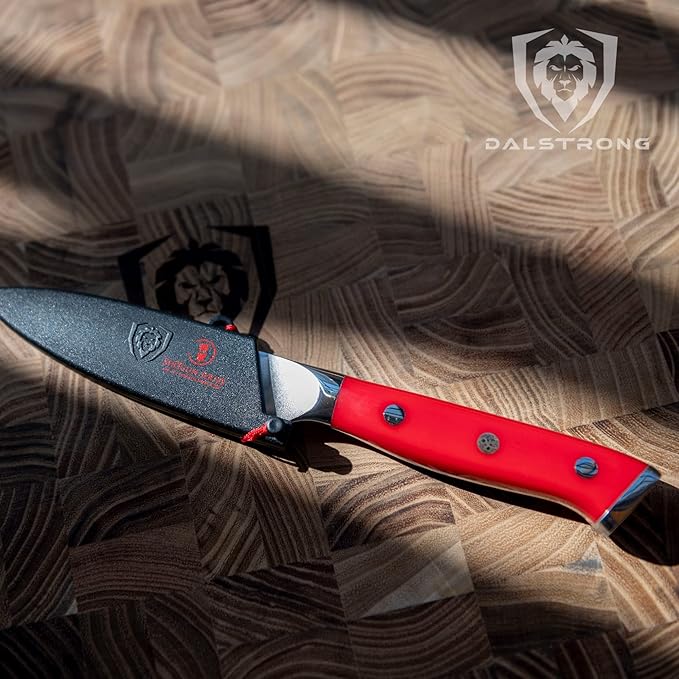 Dalstrong Paring Knife - 3.5 inch - Shogun Series - Damascus - Japanese AUS-10V Super Steel Kitchen Knife - Vacuum Treated - Crimson Red ABS Handle - Razor Sharp Cooking Chef Knife - w/Sheath