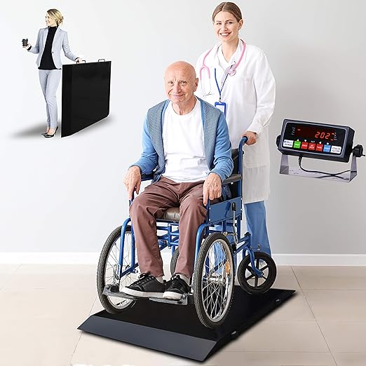 Meilestone MS-WCS1000 1000lb Wheelchair Scale/Portable Light Weight Floor Wheelchair Scale for Home or Senior Care House |...