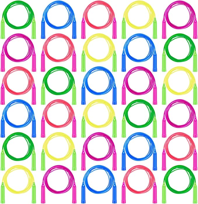 Aneco 30 Pack Kids Jump Rope Set 7.3 Feet Outdoor Jump Ropes Colorful Kids Jumping Ropes Great Sports Activities Birthday ...