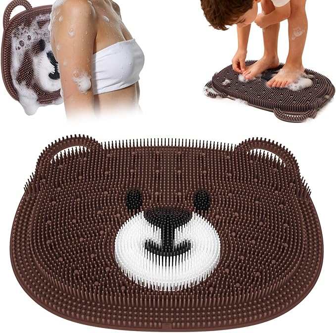 Foot Scrubber Mat in Shower, Silicone Foot Bath Washer Feet Cleaner Brush Pad - Massager Acupressure Mat - Improve Blood C...