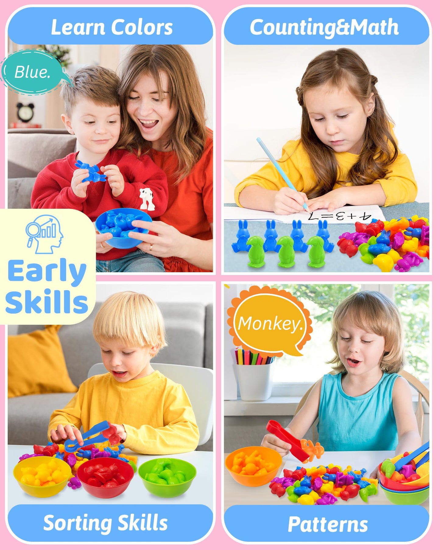 Oomloid Counting Animals Montessori Toys for 3 4 5 Years Old Boys Girls, Preschool Learning Activities Kindergarten Educational Sensory Toys Gifts for Kids Toddlers Ages 3-5, 4-8